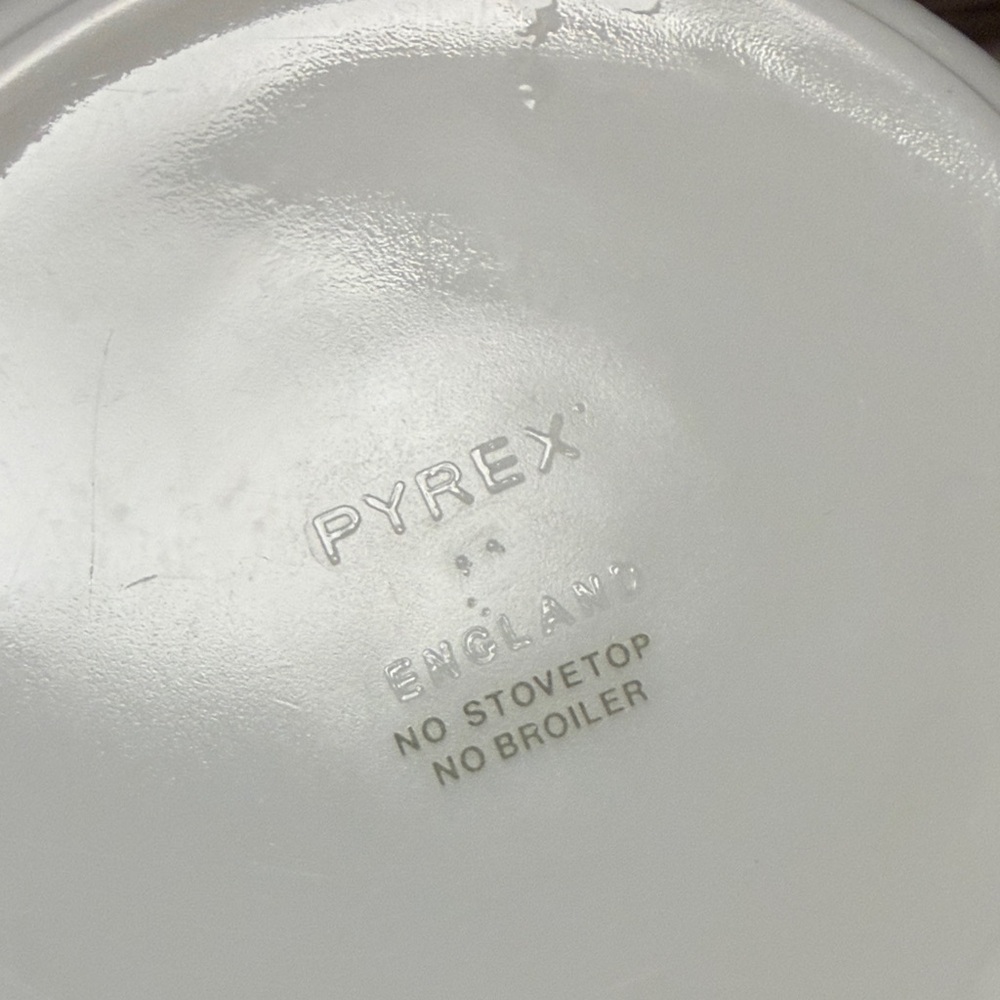 Pyrex England Blue Iris Milk Glass Casserole Dish 6.5” - Picture 6 of 11